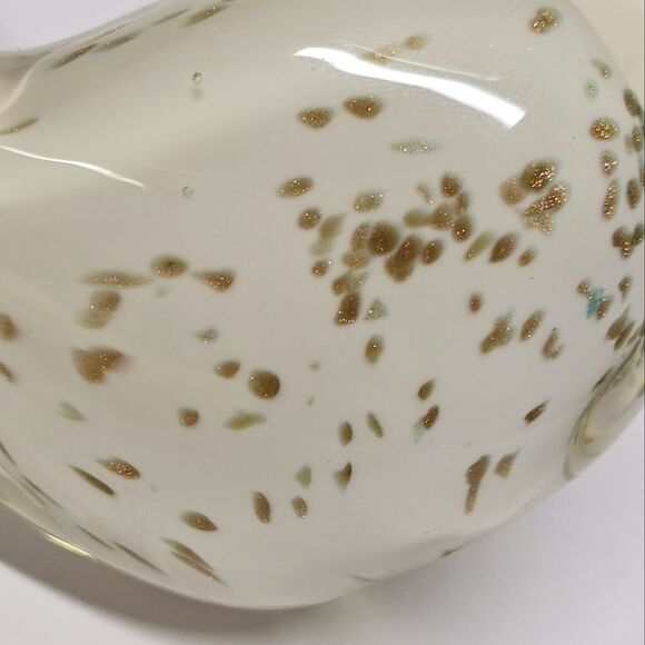 Vintage MCM Gold Flake Hand Blown Glass Swan Figurine Clear / White - Picture 3 of 8